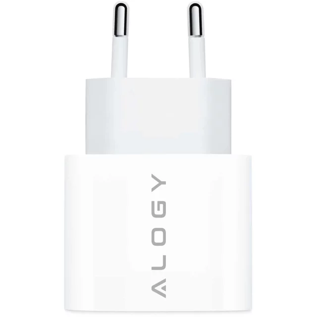 Ładowarka sieciowa szybka 30W USB-C USB typ C GaN PD do iPhone kostka Alogy Biała