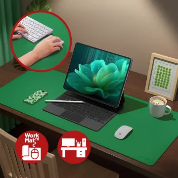 Podkładka na biurko 80×40 cm – antypoślizgowa mata ochronna z eleganckiej ekoskóry PU, pod mysz i klawiaturę, stylowa i trwała – Alogy WorkMat™ Zielona