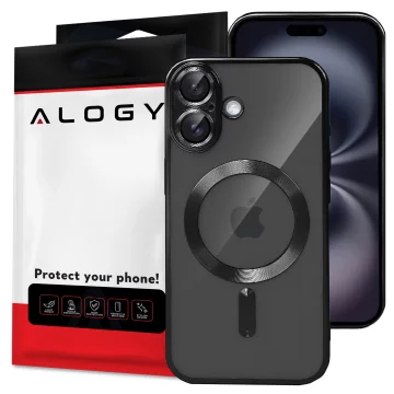 MagSafe Case for Apple iPhone 16 Plus Alogy Glamour Luxury Ring Case Black and Clear