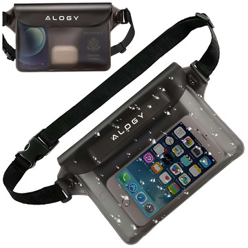 Wasserdichte Tasche Hüfttasche für Telefon Wasserdichte Hülle 21,5 x 23,5 cm Alogy Waterproof Schwarz