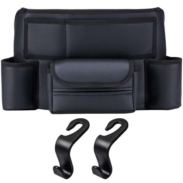 Organizér do auta do auta mezi sedadlo autosedačka Alogy Car držák na pití kapesníčky Black 2x držák na opěrku hlavy