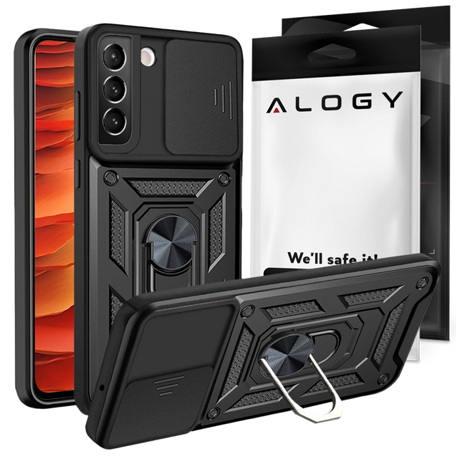 Alogy Camshield Stand Ring Camera Case for Samsung Galaxy S22 Plus black