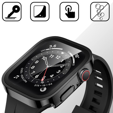 Alogy Schutzhülle mit Glas 2in1 Hülle für Apple Watch 7/8 45mm Schwarz