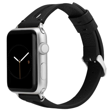 Lederarmband Alogy Leder für Apple Watch 42/44/45 / 49mm Schwarz