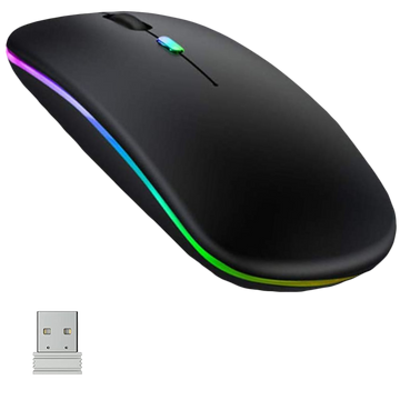 Silent Slim Mouse Alogy LED RGB podsvícená myš pro tabletový notebook Černá