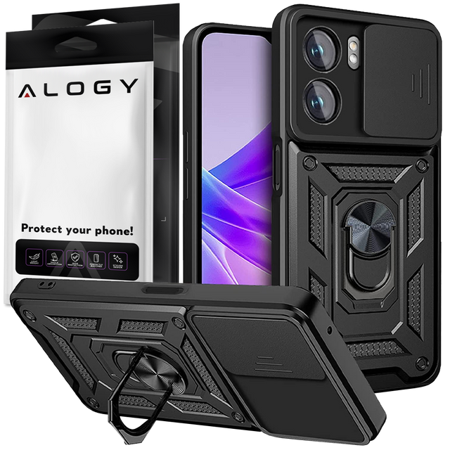 Alogy Camshield Stand Ring Case with Camera Cover for Oppo A57 5G / A77 5G Glass
