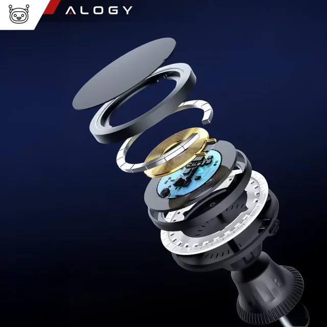 Uchwyt samochodowy Alogy Car Holder do MagSafe z ładowaniem indukcyjnym 2w1 15W do kratki Czarny