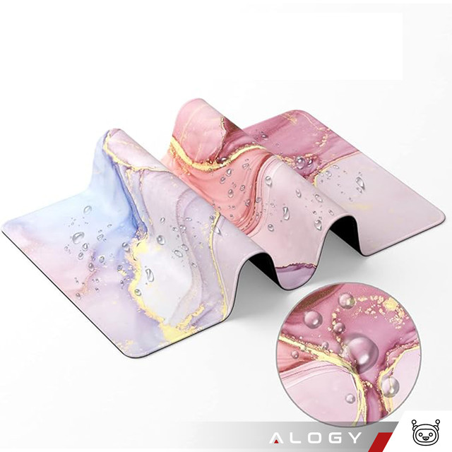 Desk pad for mouse keyboard Anti-slip gaming protective mat xxl 88x40 Alogy Marble Pink