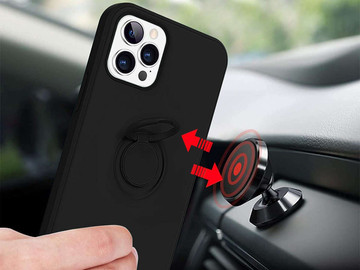 Ring Ultra Slim Alogy Silicone Case for iPhone 12 Pro Max 6.7 Black