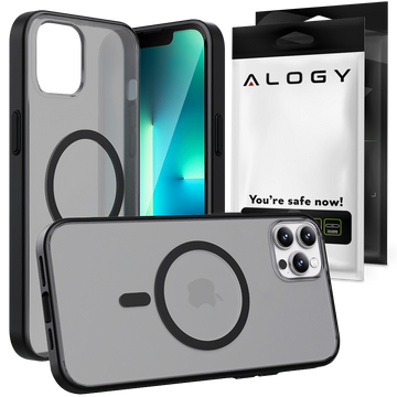 Alogy MagCase Matte Case für MagSafe Case mit Magnetring für Apple iPhone 12/ 12 Pro Black Glass