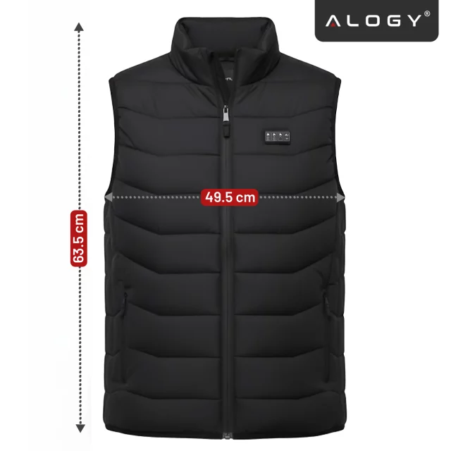 Kamizelka grzewcza z 28 strefami – 4-stopniowa regulacja temperatury, zasilanie USB, idealna na zimę i aktywności outdoor – Alogy ThermoVest™ Czarna (M)