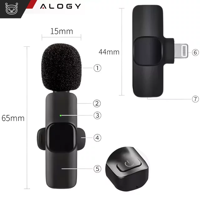 2x Alogy Lightning Wireless Lavalier Microphone for Apple iPhone iPad Small Microphones Two-Microphone Set