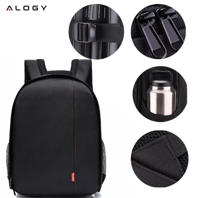 Wasserdichter Rucksack Alogy Tasche für Kamera Fotoausrüstung und Zubehör geräumig Schwarz und Rot