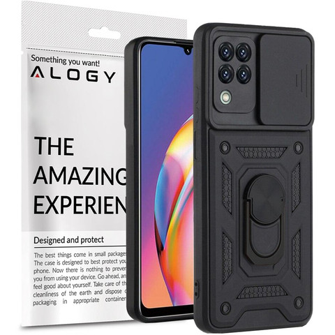 Alogy Stand Ring Armor case with camera cover for Galaxy A22 / M22 4G black