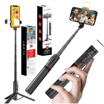 Selfie tyč Bluetooth stick Alogy Tripod Držák telefonu na stativ na fotografie s dálkovým ovládáním 75,8 cm černý