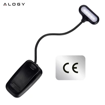Alogy LED Clip Desk Lamp Cordless Rechargeable Reading Black