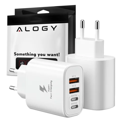 Ładowarka sieciowa 40W 2x USB 2x USB-C Alogy Super Fast Charger Szybkie ładowanie PowerDelivery PD Biała