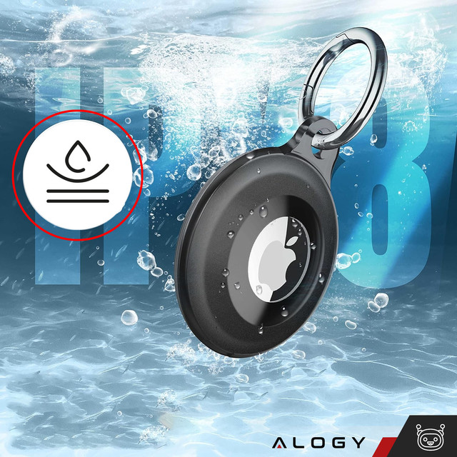 Pouzdro Locator pro Apple AirTag Keychain Waterproof Case Alogy 360 IPX8 Pouzdro s přívěskem matná černá