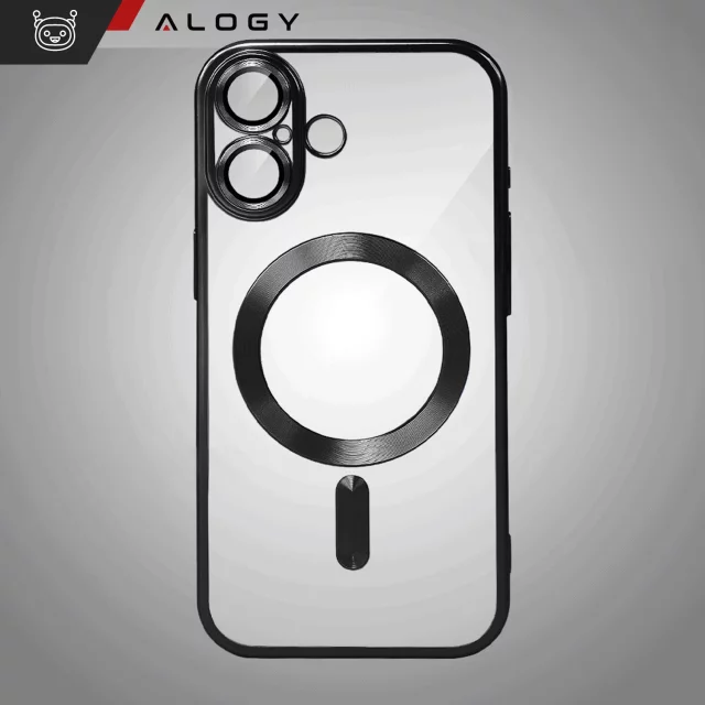 Kryt MagSafe Case pro Apple iPhone 16 Alogy Glamour Luxury Ring černý a průhledný