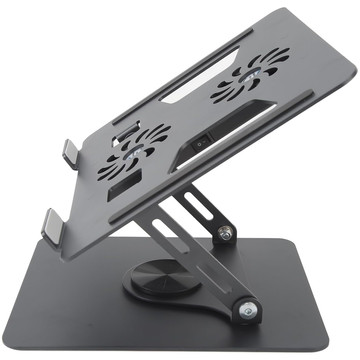 Stojanový stojan na notebook stůl 17,3" nastavitelný 360 chladící skládací hliník 25 x 21,7 cm Alogy Graphite