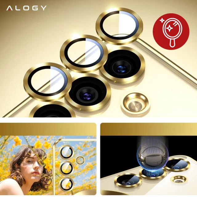 Pouzdro MagSafe pro Apple iPhone 16 Pro Max Alogy Glamour Pouzdro luxusního prstenu zlaté-průhledné