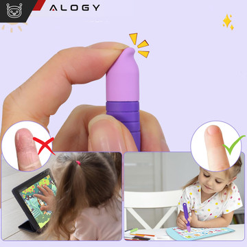 2x Alogy Stylus Pen Capacitive Touchscreen for Tablet Phone Screens for Kids 10cm Purple and Blue