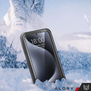Schutzhülle für Samsung Galaxy A35 5G, gepanzert, wasserdicht, IP68, 360-Grad-Rüstung, integriertes Glas, Alogy, Schwarz