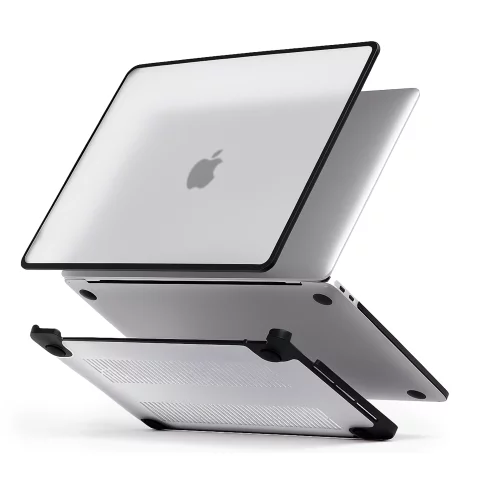 Etui ochronne do Apple Macbook Air 13 13.3" - 2018-2020 (M1 A2337/A2179/A1932) Alogy MatteGuard™ obudowa Matowa Przezroczysta Biel z czarną ramką