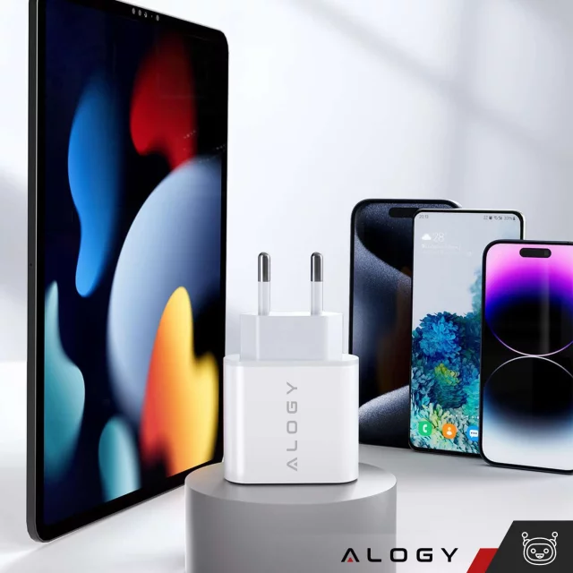 Rychlá 30W USB-C nástěnná nabíječka USB typ C GaN PD pro iPhone Alogy kostka Bílá