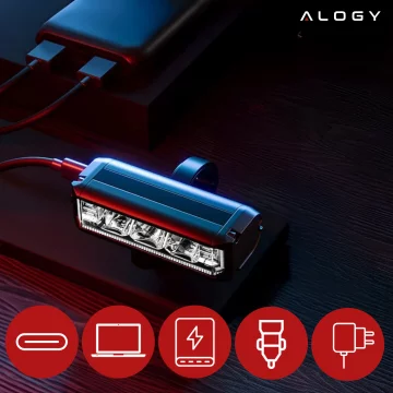 Bicycle light front halogen LED light bicycle lighting for the front bike handlebar Mocna 900lm Alogy 610 black