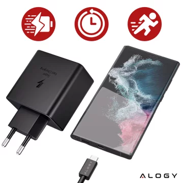 USB-C Type-C PD Premium Fast 45W 3A Wall Charger Type-C 1M Alogy Black