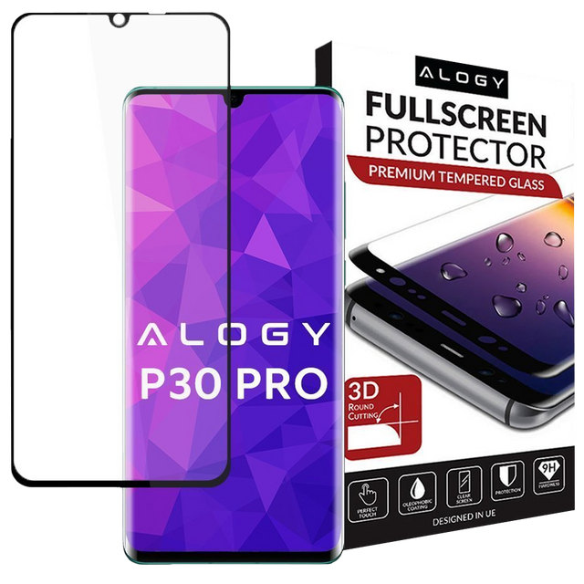 Gehärtetes Glas Alogy Vollbild für Huawei P30 Pro Black