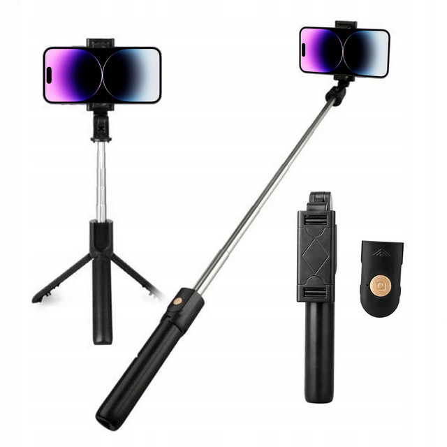 Selfie stick tripod Tripod Alogy Stand phone holder selfie stick Bluetooth remote control Black