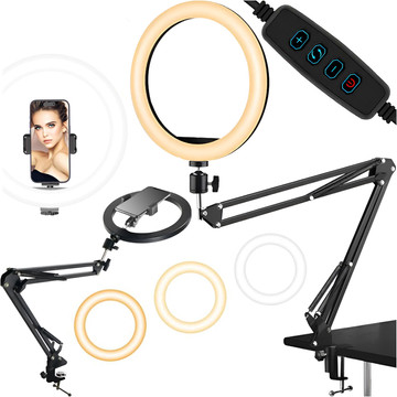 Alogy LED ring light 10 inch photographic Ring for makeup stand for desk top Black