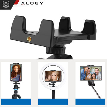 Držák na tablet 4,7"-12,9" na hrazdu, stativ, řídítka na trenažér, stacionární kolo, běžecký pás, stojan na opěrku hlavy Alogy černá