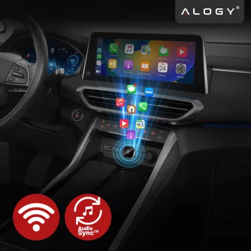 Adapter Bezprzewodowy Apple CarPlay i Android Auto do Auta, Plug & Play z Portem USB-A + Przejściówka USB-C, Szybkie Połączenie i Stabilna Transmisja, Alogy AutoConnect™