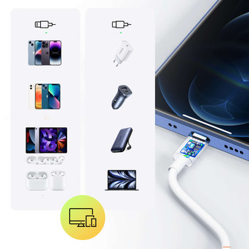 Kabel 100cm USB-C do Lightning PowerDelivery do Apple iPhone USB Data Charging Cable PD 20W Biały