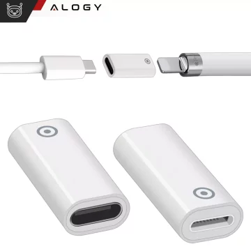 Adapter Alogy Pencil Charger do rysika USB-C Lightning do Apple Pen umożliwiający ładowanie kablem Biały