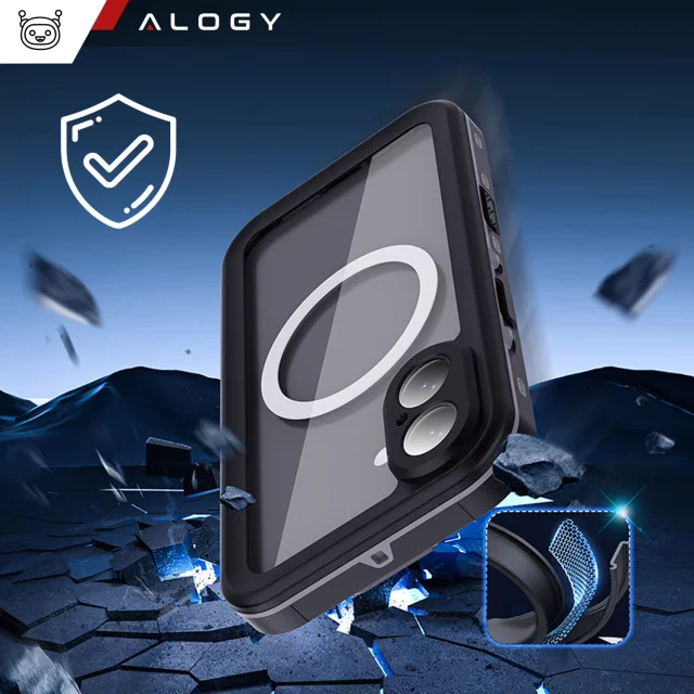 Alogy HydroArmor™ IP68 Waterproof Case with Clear Back 360 Armored Case for MagSafe for Apple iPhone 16