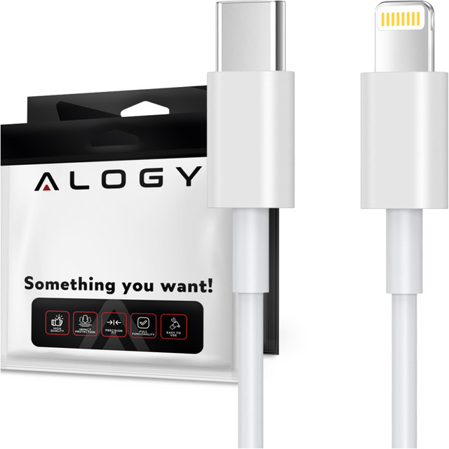 2m USB-C to Lightning cable Alogy Fast Charge iPhone charging cable 20W white