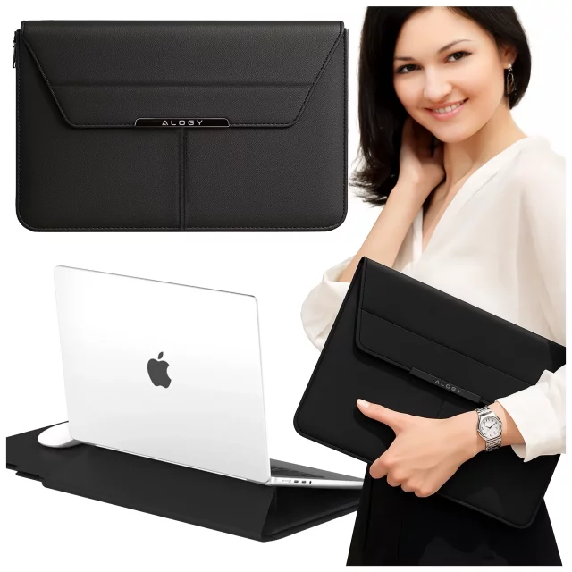 Torba na laptopa Alogy FlexCase Pro wielofunkcyjna rozkładana z podstawką i podkładką na myszkę do Macbooka 13/ 14" Czarna