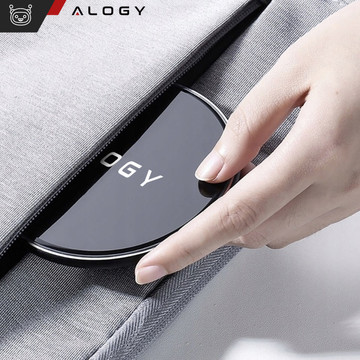 QI bezdrátová indukční nabíječka 15W rychlá LED Alogy kulatá pro iPhone USB-C kabel Černá