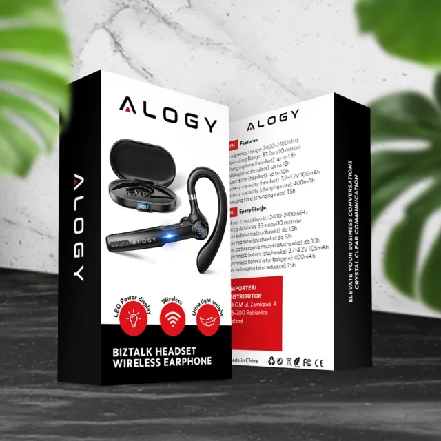 Bezdrátový headset pro hovory Bluetooth 4.0 do auta headset s displejem V8 Black