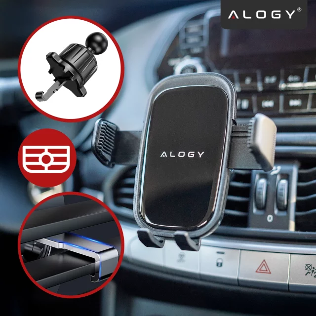 Car phone holder, window, grille, cockpit, dashboard, car, car, for 7" phone Alogy 3in1 Black Organizer