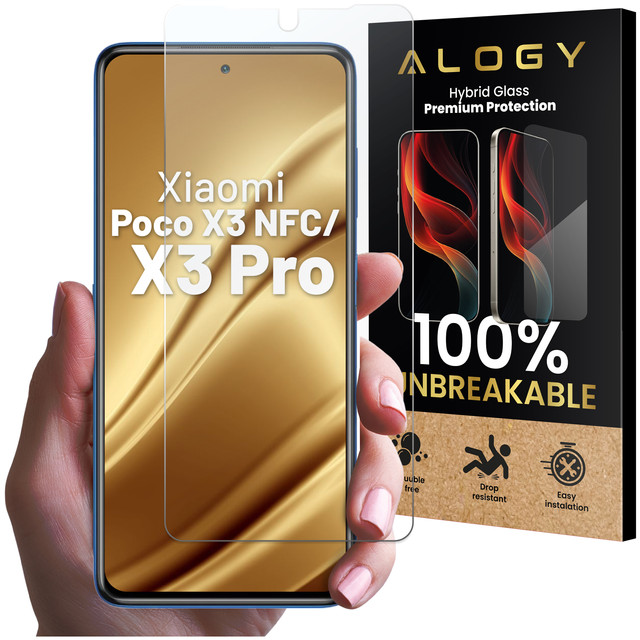 Hybrid Glass for Xiaomi Poco X3 NFC / X3 Pro for Alogy Flexi Glass 9H Case Friendly Flat Screen Protector