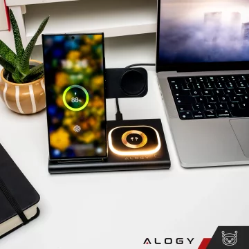 Ładowarka bezprzewodowa dla Samsung: Stacja ładowania bezprzewodowa 3 w 1 do Samsung Galaxy Watch 7/6/5/4/3 Pro Classic, Galaxy Buds do S25 Ultra, S24 , S23, S22, S21, S20, Note 20/10, Z Fold