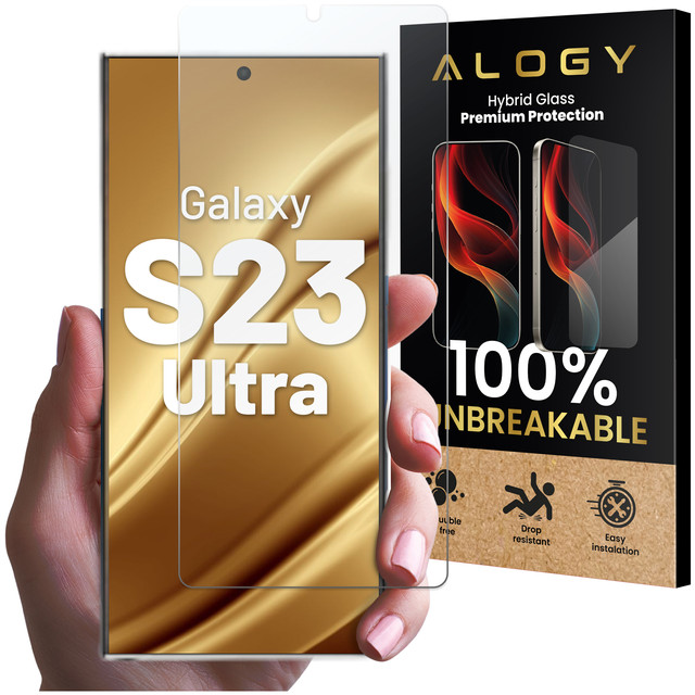 Hybrid Glass for Samsung Galaxy S23 Ultra for Alogy Flexi Glass 9H Case Friendly Flat Screen Protector