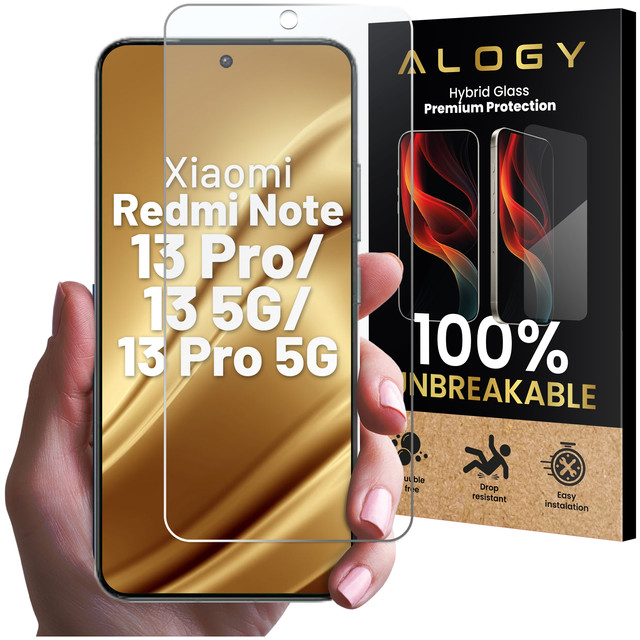 Hybrid Glass for Xiaomi Redmi Note 13 Pro / Note 13 5G / Note 13 Pro 5G for Alogy Flexi Glass 9H Case Friendly Flat Screen Protector