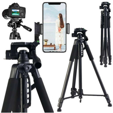 Fotografování ze stativu Stativ Univerzální stojan na fotoaparát 1/4 držák na telefon s fotoaparátem 170 cm Alogy Black