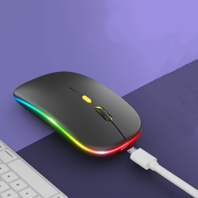 Silent Slim Mouse Alogy LED RGB podsvícená myš pro tabletový notebook Černá